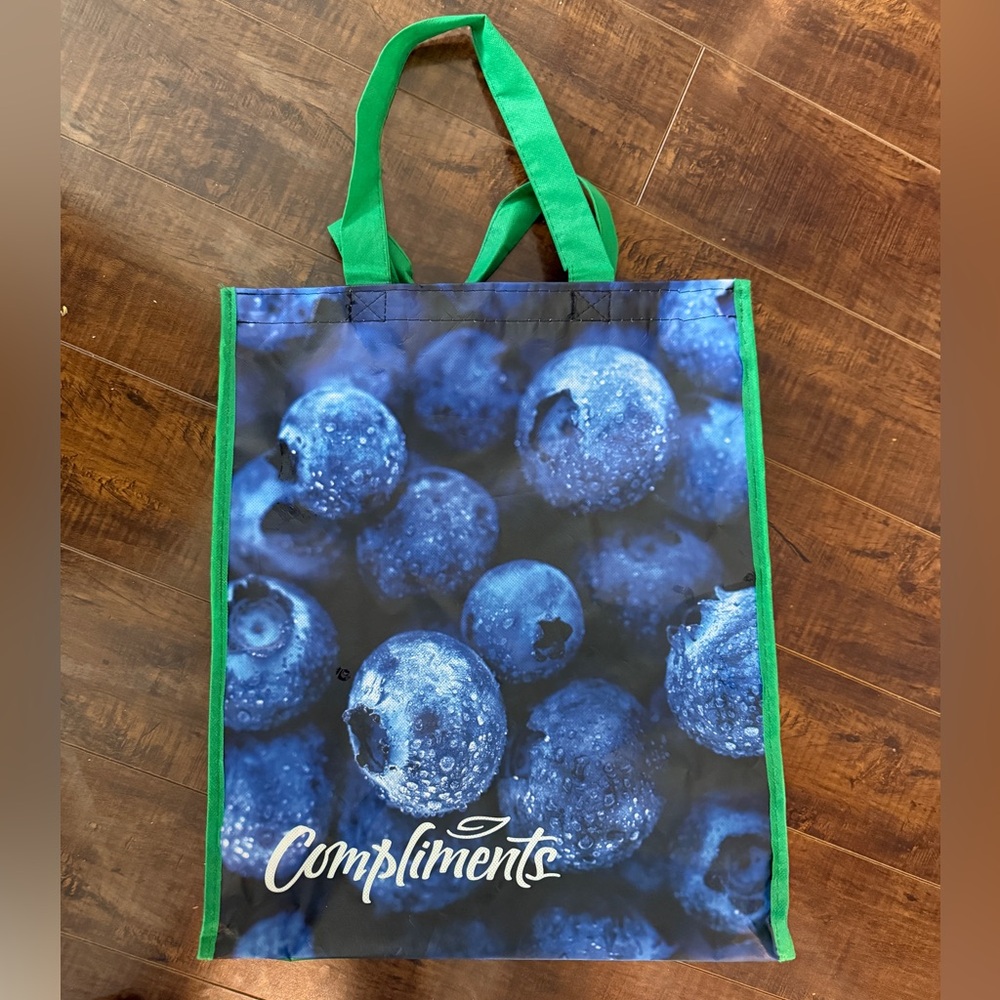 New Banff Alberta Canada reusable French grocery store  Blueberry Tote Bag